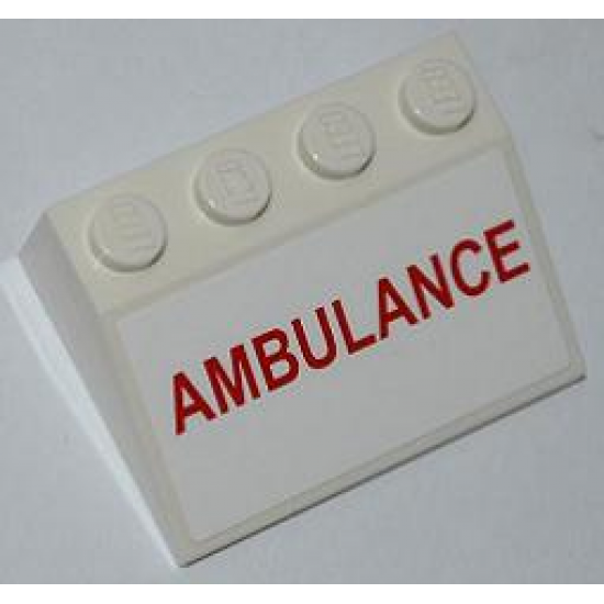 Slope 33 3 x 4 with Red 'AMBULANCE' Pattern (Sticker) - Set 4431