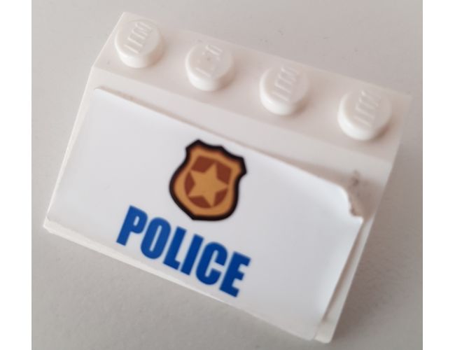 Slope 33 3 x 4 with Gold Badge and Blue 'POLICE' Pattern (Sticker) - Set 60140