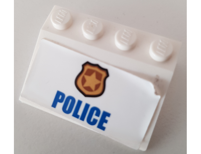 Slope 33 3 x 4 with Gold Badge and Blue 'POLICE' Pattern (Sticker) - Set 60140