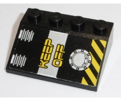 Slope 33 3 x 4 with 'KEEP OFF' and Black and Yellow Danger Stripes Pattern (Sticker) - Set 8633