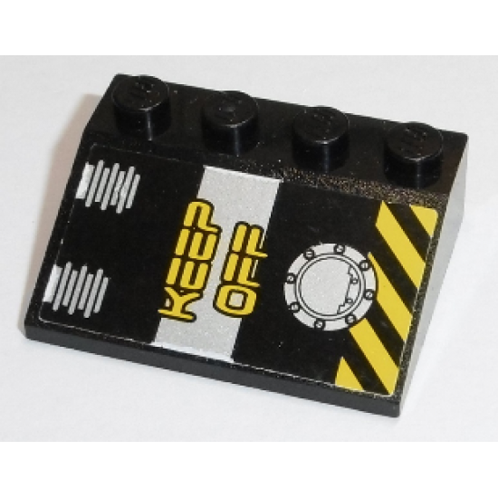 Slope 33 3 x 4 with 'KEEP OFF' and Black and Yellow Danger Stripes Pattern (Sticker) - Set 8633