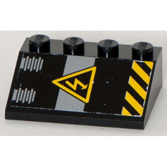 Slope 33 3 x 4 with Electricity Danger Sign and Black and Yellow Danger Stripes Pattern (Sticker) - Set 8633