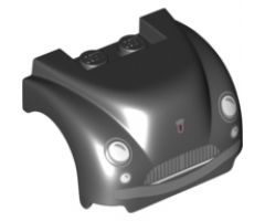 Vehicle, Mudguard 3 x 4 x 2 with Flat Top, Steep Front and Curved Fenders with Headlights, Grille, Curved Bumper and Smile with Teeth Pattern (Sheriff)