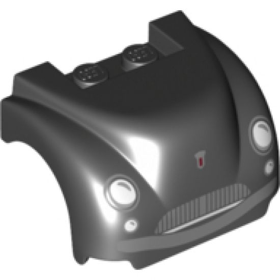 Vehicle, Mudguard 3 x 4 x 2 with Flat Top, Steep Front and Curved Fenders with Headlights, Grille, Curved Bumper and Smile with Teeth Pattern (Sheriff)