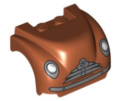 Vehicle, Mudguard 3 x 4 x 2 with Flat Top, Steep Front and Curved Fenders with Headlights, Grille, Curved Bumper and Thin Mouth Pattern (Smokey)