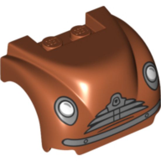 Vehicle, Mudguard 3 x 4 x 2 with Flat Top, Steep Front and Curved Fenders with Headlights, Grille, Curved Bumper and Thin Mouth Pattern (Smokey)