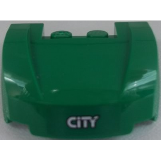 Vehicle, Mudguard 3 x 4 x 1 2/3 Curved Front with 'CITY' on Green Background Pattern (Sticker) - Set 60052