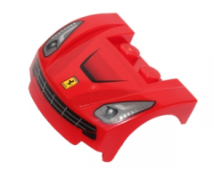 Vehicle, Mudguard 3 x 4 x 1 2/3 Curved Front with Headlights and Black Grille with Car Engine Cover, Ferrari Logo Pattern (Sticker) - Set 40191