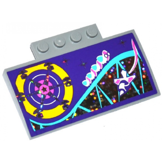 Slope, Curved 5 x 8 x 2/3 with Ferris Wheel, Roller Coaster and Space Rocket Pattern (Sticker) - Set 41130