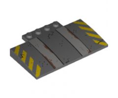 Slope, Curved 5 x 8 x 2/3 with Ramp and Yellow Danger Stripes Pattern