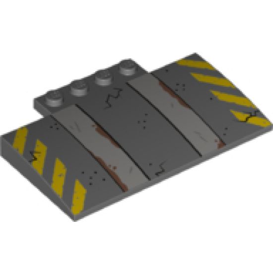 Slope, Curved 5 x 8 x 2/3 with Ramp and Yellow Danger Stripes Pattern