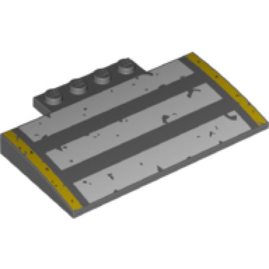 Slope, Curved 5 x 8 x 2/3 with White and Yellow Stripes Pattern (10687)