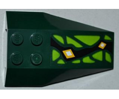 Wedge 6 x 4 Triple Curved with Lime Scales and 2 Yellow Diamonds Pattern Model Right Side (Sticker) - Set 9450