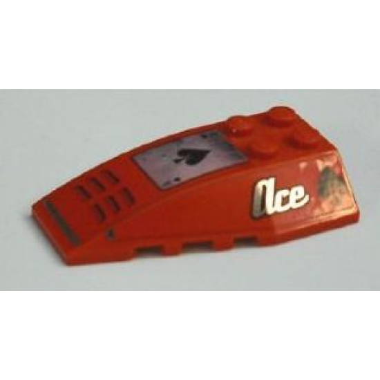 Wedge 6 x 4 Triple Curved with Ace of Spades on Top and Sides Pattern (Stickers) - Set 8493