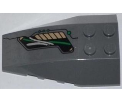 Wedge 6 x 4 Triple Curved with Green and Silver Cables Pattern Model Left Side (Sticker) - Set 76009