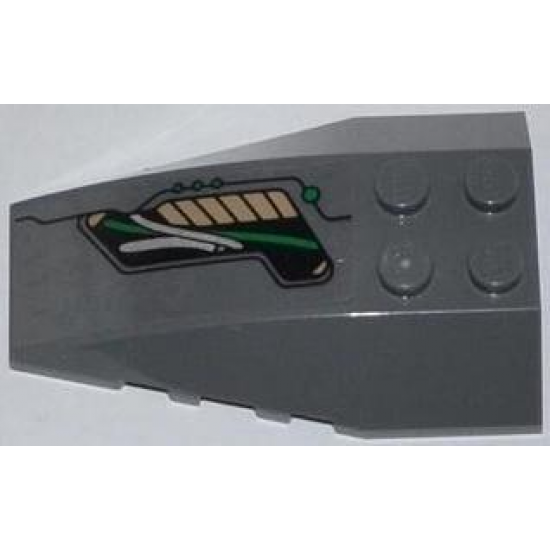 Wedge 6 x 4 Triple Curved with Green and Silver Cables Pattern Model Left Side (Sticker) - Set 76009