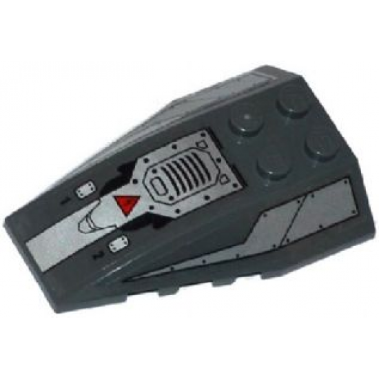 Wedge 6 x 4 Triple Curved with Riveted Metal Plates, Air Vent and Red Electricity Danger Sign Pattern (Stickers) - Set 70725