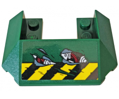 Wedge 6 x 4 Cutout (Train Roof) with Black and Yellow Danger Stripes and Red Gears Pattern (Sticker) - Set 76078