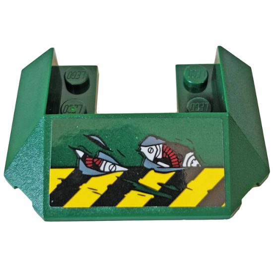 Wedge 6 x 4 Cutout (Train Roof) with Black and Yellow Danger Stripes and Red Gears Pattern (Sticker) - Set 76078