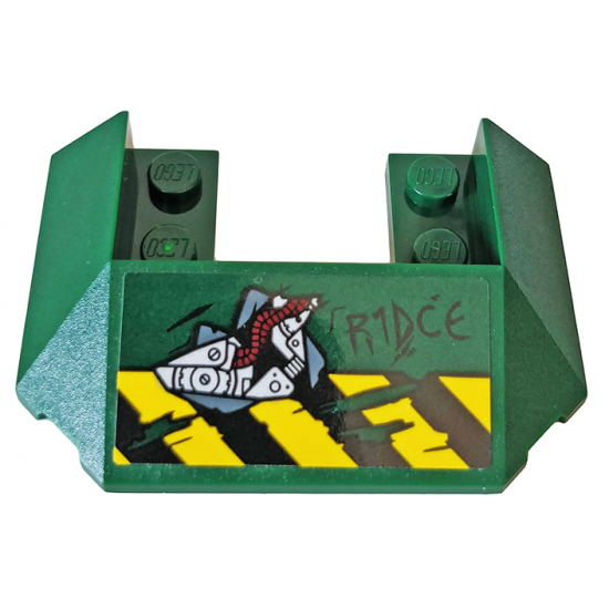 Wedge 6 x 4 Cutout (Train Roof) with 'R1DCE', Black and Yellow Danger Stripes and Red Gears Pattern (Sticker) - Set 76078