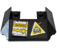 Wedge 6 x 4 Cutout (Train Roof) with 'WARNING', Arrow, Explosion and Triangle with Skull and Bones Pattern (Sticker) - Set 76078