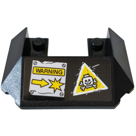 Wedge 6 x 4 Cutout (Train Roof) with 'WARNING', Arrow, Explosion and Triangle with Skull and Bones Pattern (Sticker) - Set 76078