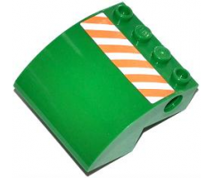 Slope, Curved 4 x 4 x 2 with Holes and Orange and White Danger Stripes Pattern Model Right Side (Sticker) - Set 70805