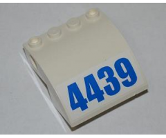 Slope, Curved 4 x 4 x 2 with Holes and Blue '4439' Pattern (Sticker) - Set 4439