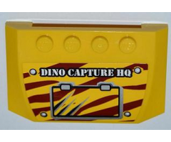 Wedge 4 x 6 x 2/3 Triple Curved with 'DINO CAPTURE HQ' and Scratched Hatch on Dark Red Tiger Stripes Pattern (Sticker) - Set 5887