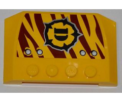 Wedge 4 x 6 x 2/3 Triple Curved with 4 Rivets and Dino Logo on Dark Red Tiger Stripes Pattern Model Right Side (Sticker) - Set 5888