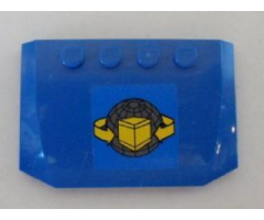 Wedge 4 x 6 x 2/3 Triple Curved with Box and Arrows and Globe Pattern on Blue Background (Sticker) - Set 7994
