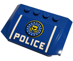 Wedge 4 x 6 x 2/3 Triple Curved with Yellow and Blue Badge, Black Bird, White Stars, Stripes and 'POLICE' Pattern (Sticker) - Set 76120