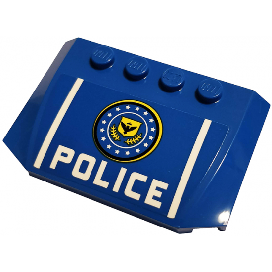 Wedge 4 x 6 x 2/3 Triple Curved with Yellow and Blue Badge, Black Bird, White Stars, Stripes and 'POLICE' Pattern (Sticker) - Set 76120