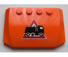 Wedge 4 x 6 x 2/3 Triple Curved with Street Sweeper Truck on Danger Sign Pattern (Sticker) - Set 8404