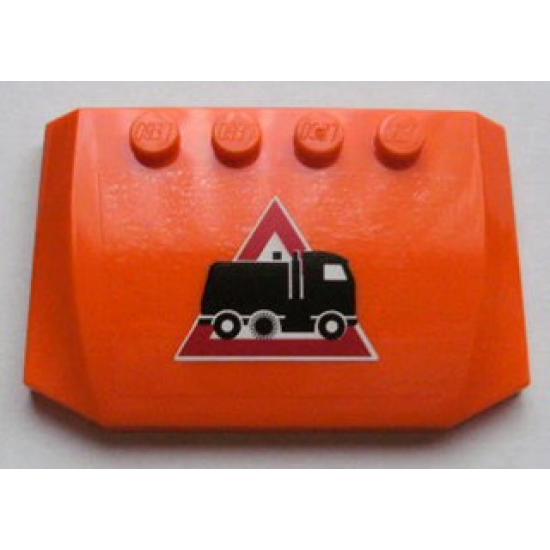 Wedge 4 x 6 x 2/3 Triple Curved with Street Sweeper Truck on Danger Sign Pattern (Sticker) - Set 8404