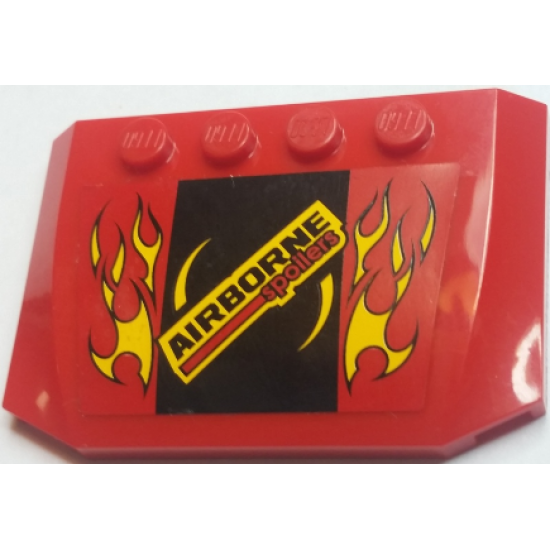 Wedge 4 x 6 x 2/3 Triple Curved with 'AIRBORNE spoilers' and Yellow Flames Pattern (Sticker) - Set 60027