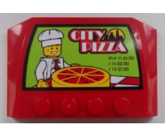 Wedge 4 x 6 x 2/3 Triple Curved with Chef and 'CITY PIZZA' and Open Hours Pattern (Sticker) - Set 60026