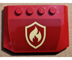 Wedge 4 x 6 x 2/3 Triple Curved with Bright Light Yellow and Red Fire Logo Badge Pattern (Sticker) - Set 60231