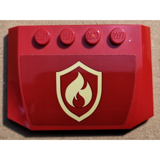 Wedge 4 x 6 x 2/3 Triple Curved with Bright Light Yellow and Red Fire Logo Badge Pattern (Sticker) - Set 60231