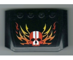 Wedge 4 x 6 x 2/3 Triple Curved with Red Skull with White Stripes and Flames Pattern (Sticker) - Set 8899