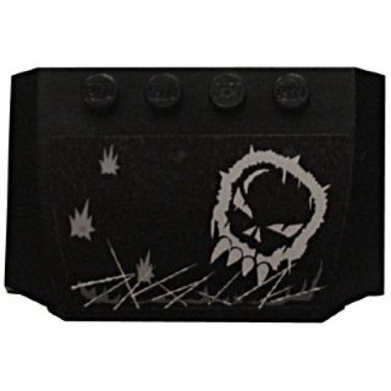Wedge 4 x 6 x 2/3 Triple Curved with Skull Graffiti and Damage Marks Pattern (Sticker) - Set 5972