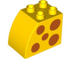 Duplo, Brick 2 x 3 x 2 with Curved Top and Dark Orange Spots Pattern on Both Sides