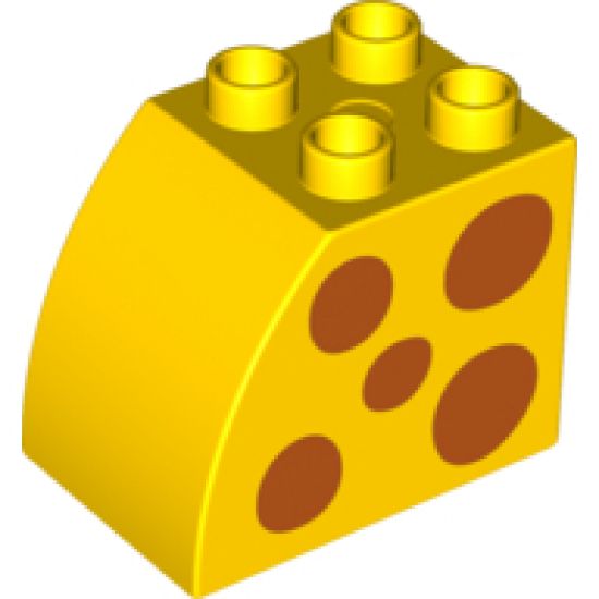 Duplo, Brick 2 x 3 x 2 with Curved Top and Dark Orange Spots Pattern on Both Sides