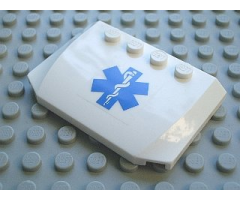 Wedge 4 x 6 x 2/3 Triple Curved with Blue EMT Star of Life Pattern (Sticker) - Set 7890