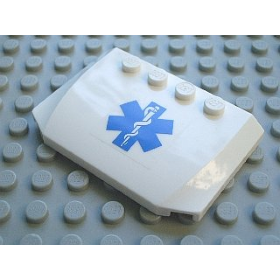 Wedge 4 x 6 x 2/3 Triple Curved with Blue EMT Star of Life Pattern (Sticker) - Set 7890