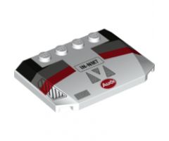 Wedge 4 x 6 x 2/3 Triple Curved with 'IN-NM7' Oval Audi Logo and Black, Dark Bluish Gray and Red Racing Stripes Pattern