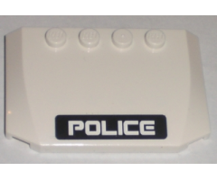 Wedge 4 x 6 x 2/3 Triple Curved with White 'POLICE' on Black Stripe Pattern (Sticker) - Set 5971