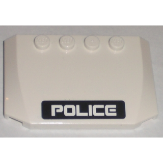 Wedge 4 x 6 x 2/3 Triple Curved with White 'POLICE' on Black Stripe Pattern (Sticker) - Set 5971
