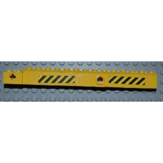 Crane Arm Outside, Wide with Pin Hole at Mid-Point with Black and Yellow Danger Stripes Pattern on Both Sides (4 Stickers) - Set 4645