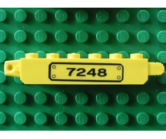 Hinge Brick 1 x 6 Locking, 9 Teeth with Black '7248' on Transparent Background Pattern Model Left Side (Sticker) - Set 7248